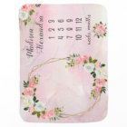 Blush Pink Floral Milestone Baby Blanket on Pink