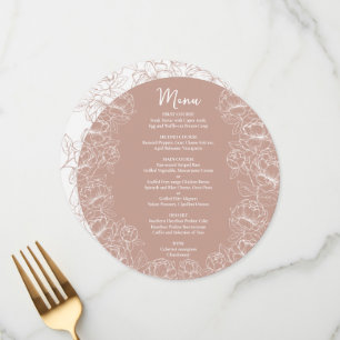 Blush Pink Floral Modern Boho Round Wedding Menu