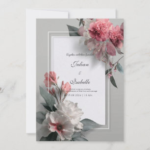 Blush Pink Floral Modern Wedding Invitation