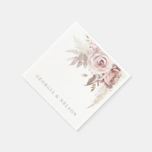 Blush Pink Floral Modern Wedding Napkin