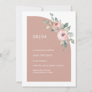 Blush Pink Floral Monogram Half Arch Wedding  Save The Date