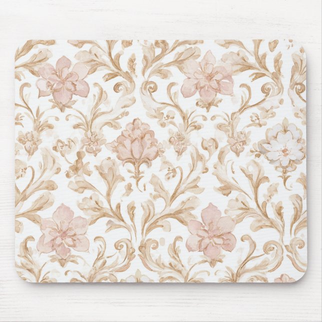 Blush Pink Floral Mouse Mat (Front)
