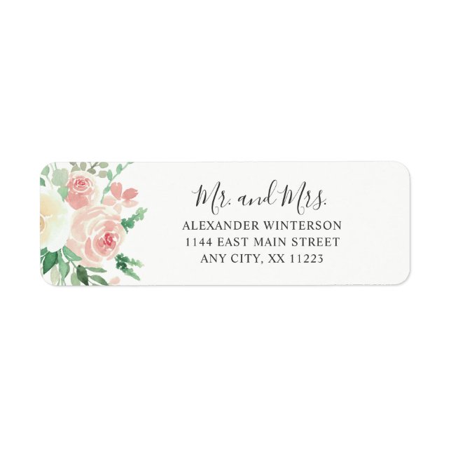 Blush Pink Floral MR & MRS return address (Front)