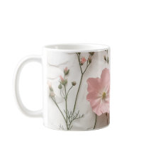 Blush Pink Floral Mug | Elegant Botanical Coffee C