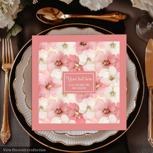 Blush Pink Floral Napkins Elegant Wedding Gift