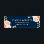 Blush Pink Floral Navy Geometric Botanical Wedding<br><div class="desc">Elegant Blush pink / peach spring floral botanical wedding return address label featuring a bouquet of soft pastel watercolor roses, peonies and hydrangeas in shades of blush pink, peach and cream with lush green botanical leaves and eucalyptus leaves with gold geometric frame. Please find more matching designs and variations from...</div>