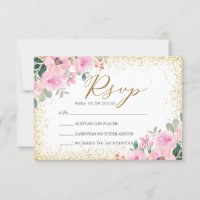 Blush Pink Floral Nuestra Boda Wedding RSVP