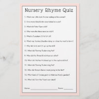 Blush Pink Floral Nursery Rhyme Shower Game