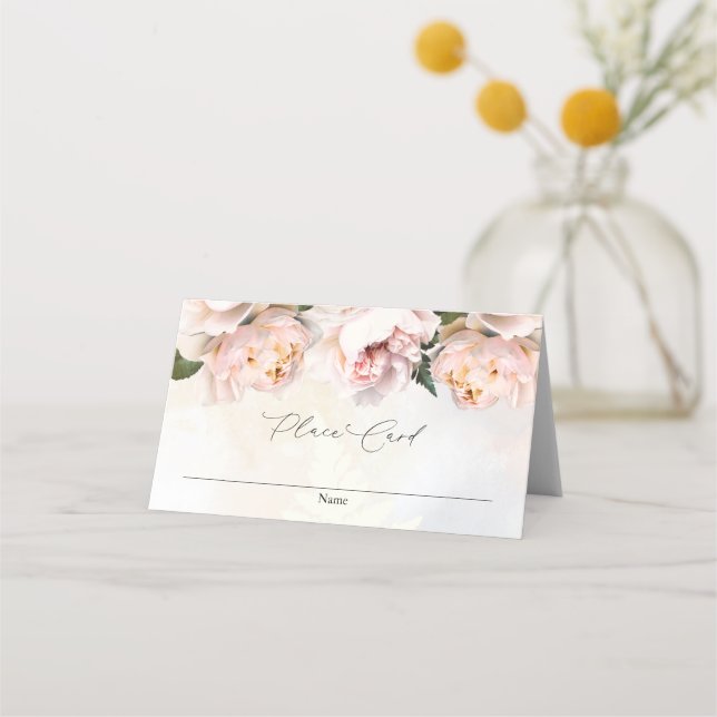 Blush Pink Floral Party Place Card (Front)