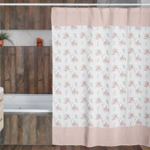 Blush Pink Floral Pattern Shower Curtain