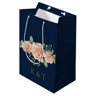Blush Pink Floral Personalised Monogram Medium Gif Gift Bag