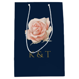 Blush Pink Floral Personalised Monogram Medium Gift Bag