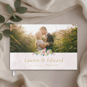 Blush Pink Floral Personalised Wedding Photo Guest Book