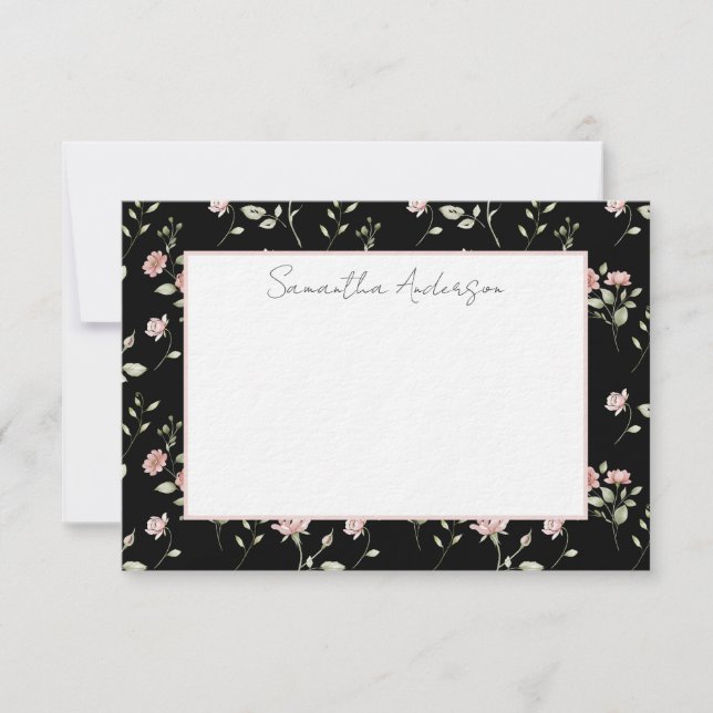 Blush Pink Floral Personalized Card (Front)