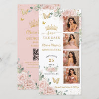 Blush Pink Floral Photo Booth Quinceanera QR code