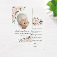 Blush Pink Floral Photo Funeral Prayer Card