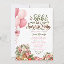 Blush Pink Floral Picnic Surprise Birthday Party
