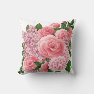 Blush Pink Floral Pillow | Throw Pillow 16x16 Inch
