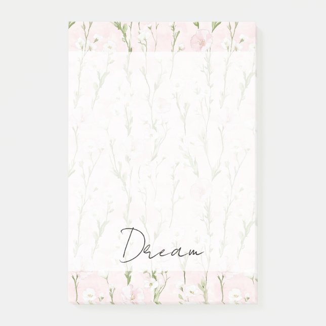 Blush Pink Floral  Post-it Notes (Front)