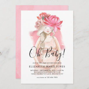 Blush Pink Floral Pregnant Mum to Be Baby Shower Invitation