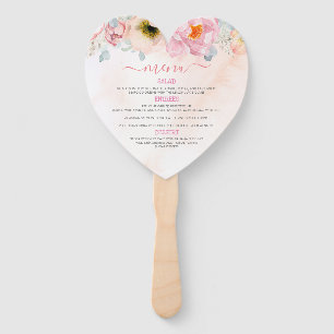 Blush Pink Floral Pumpkins Fall Party Menu Hand Fan