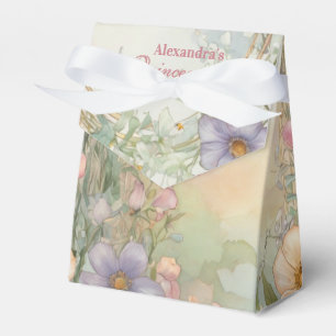 Blush Pink Floral Quinceanera Celebration Favour Box