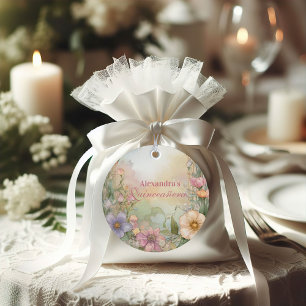 Blush Pink Floral Quinceanera Celebration Favour Tags