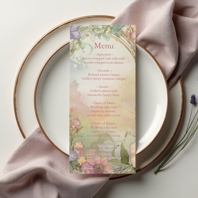Blush Pink Floral Quinceanera Celebration Menu (Creator Uploaded)