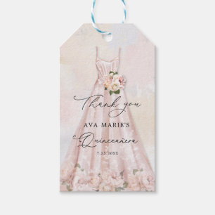 Blush Pink Floral Quinceañera Party Favour Tags