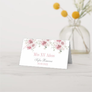 Blush Pink Floral Quinceañera Place Card