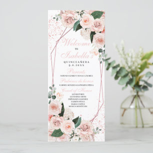 Blush Pink Floral Quinceanera Program Invitation