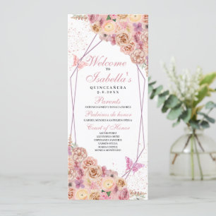 Blush Pink Floral Quinceanera Program Invitation