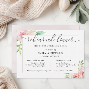 Blush Pink Floral Rehearsal Dinner Invitation