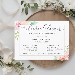 Blush Pink Floral Rehearsal Dinner Invitation