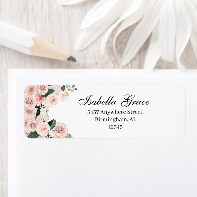 Blush Pink Floral Return Address (Insitu)