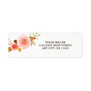 Blush Pink floral return address label 3605b