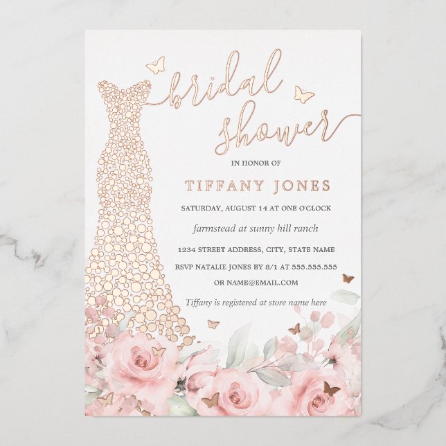 Blush Pink Floral Rose Dress Bridal Shower  (Front)