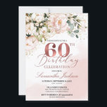 Blush pink floral rose gold boho 60th birthday invitation<br><div class="desc">Blush pink floral rose gold boho 60th birthday,  Contact me for matching items or for customisation,  Blush Roses ©</div>