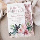 Blush Pink Floral Rose Gold Dress 40th Birthday Invitation<br><div class="desc">Blush Pink Floral Rose Gold Dress 40th Birthday Party Forty & Fabulous Invitation

Many more dress colour variations and flower arrangements in the collection (see below)</div>