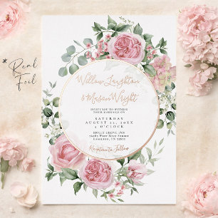 Blush Pink Floral Rose Gold Watercolor Wedding
