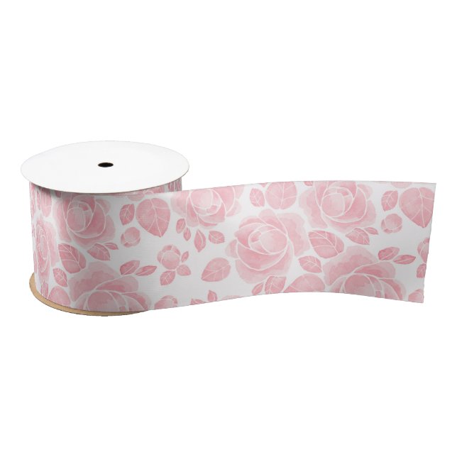 Blush Pink Floral Rose Wedding Satin Ribbon (Spool)