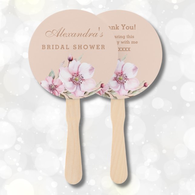 Blush Pink Floral Roses Bridal Shower Hand Fan (Creator Uploaded)