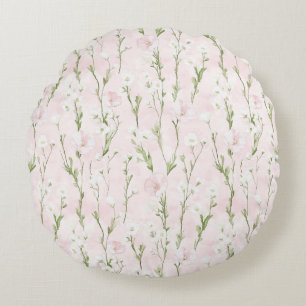Blush Pink Floral  Round Cushion