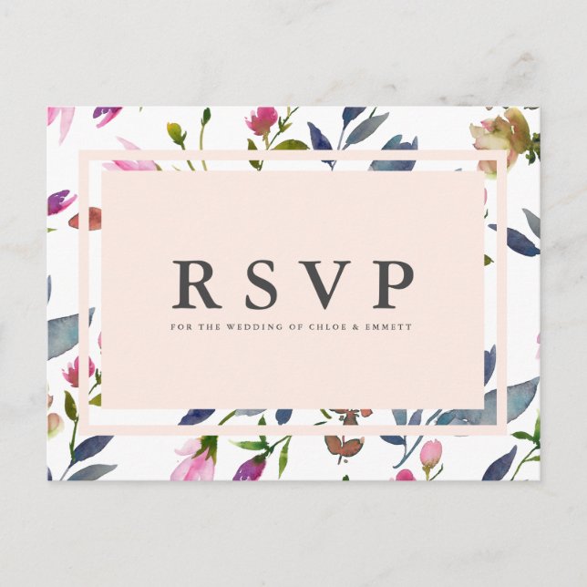 Blush Pink Floral RSVP Postcard Meal Options (Front)
