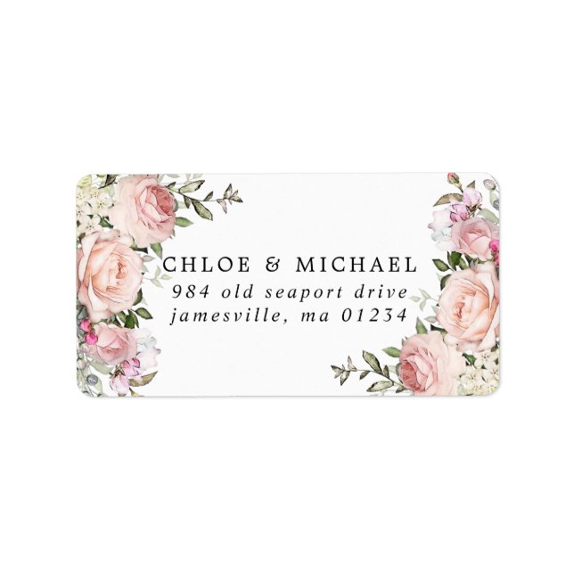 Blush Pink Floral Rustic Wedding Mailing Label (Front)