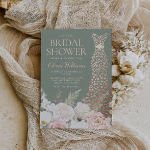 Blush Pink Floral Sage Bridal Shower Rose Gold
