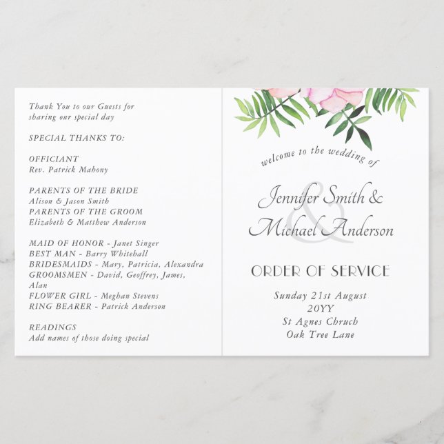 Blush Pink Floral Sage Leaves Budget Wedding (Front)