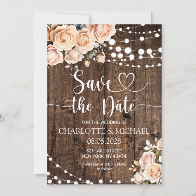 Blush Pink Floral Save the Date Wedding Invitation (Front)