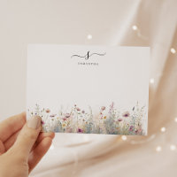 Blush Pink Floral Simple Chic Monogram