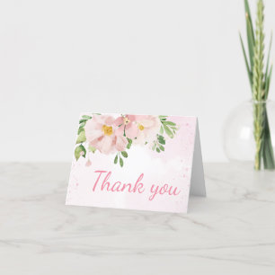 Blush Pink Floral Spring Baby Shower Thank You Card